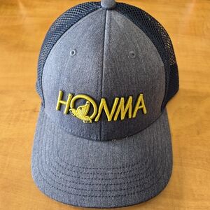 Men's Gray and Black Mesh Back Cap with Yellow Logo
